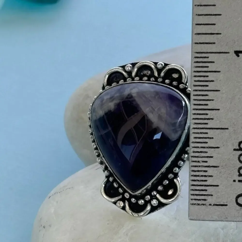 925 Sterling Amethyst Teardrop Ring